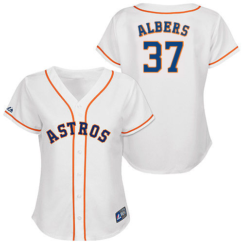 Matt Albers #37 mlb Jersey-Houston Astros Women's Authentic Home White Cool Base Baseball Jersey